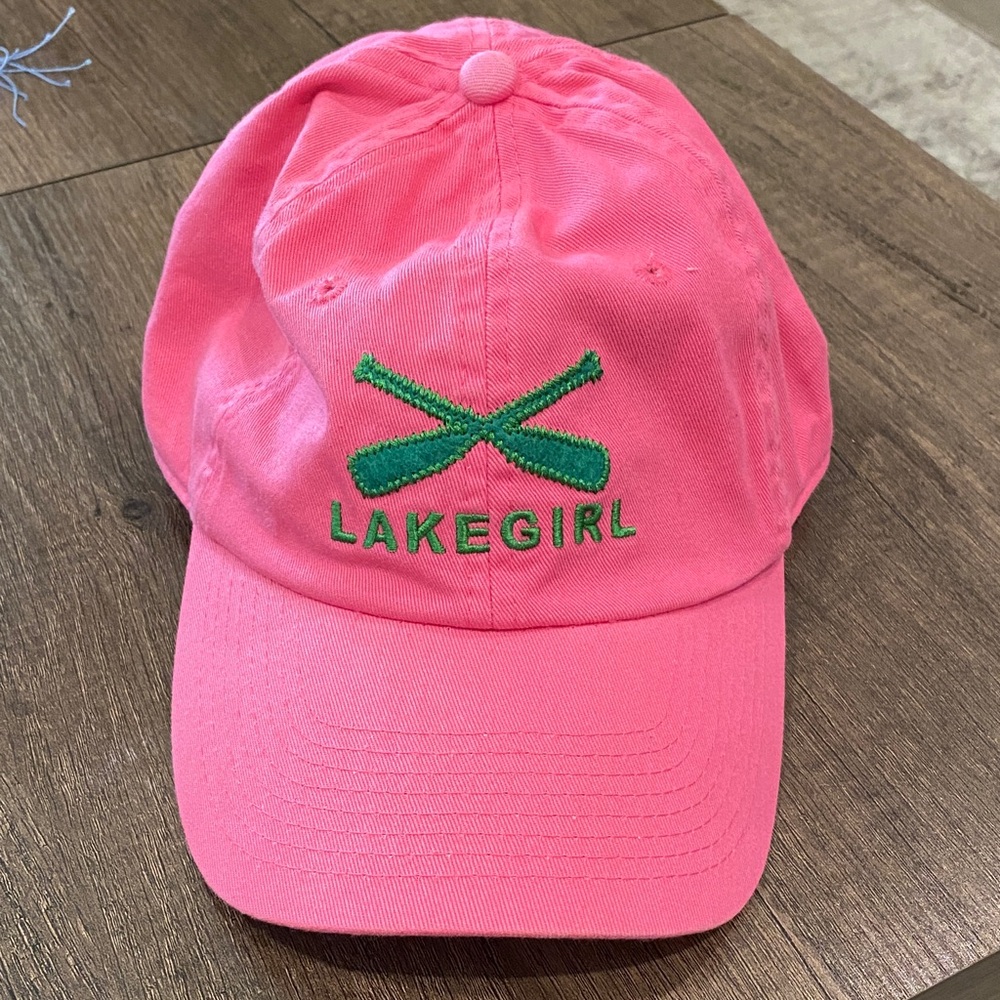 Pink LAKEGIRL Cap with Green Embroidery, NEW
